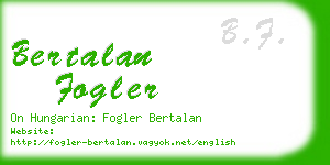 bertalan fogler business card